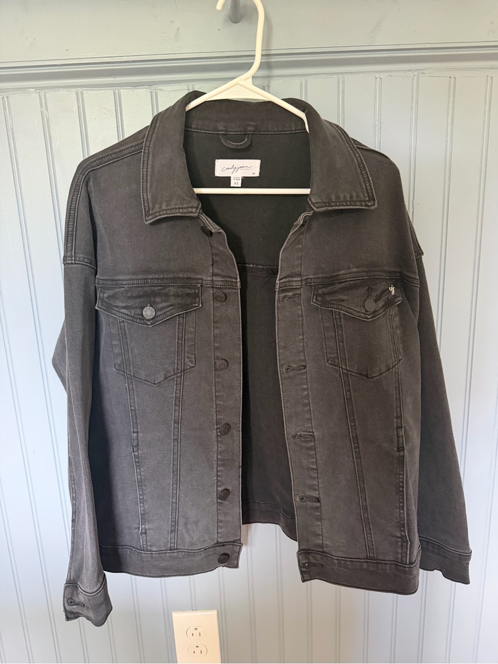 Carly Jean Los Angeles Washed Black Jean Hunter jacket XS (oversized to fit XS-M
